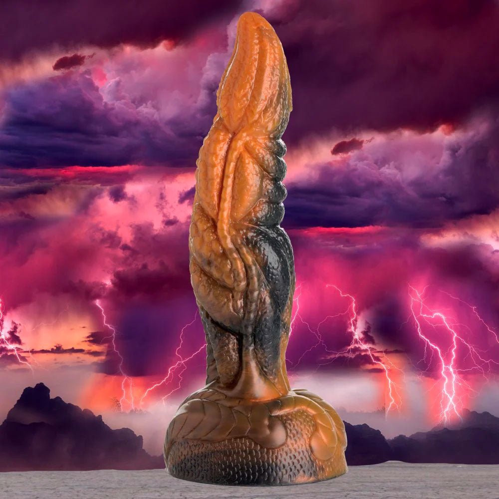 Ravager Rippled Tentacle Silicone Dildo - Tiger's Eye - RodeoH