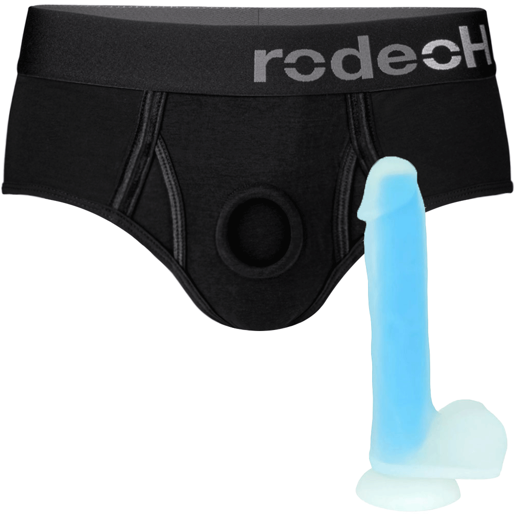 Black Brief Harness and Glo-Fi 6" Blue - PACKAGE DEAL