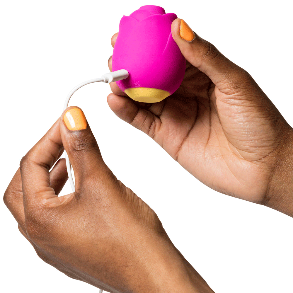 ROMP Rose Rechargeable Silicone Pleasure Air Clitoral Vibrator - Pink - RodeoH