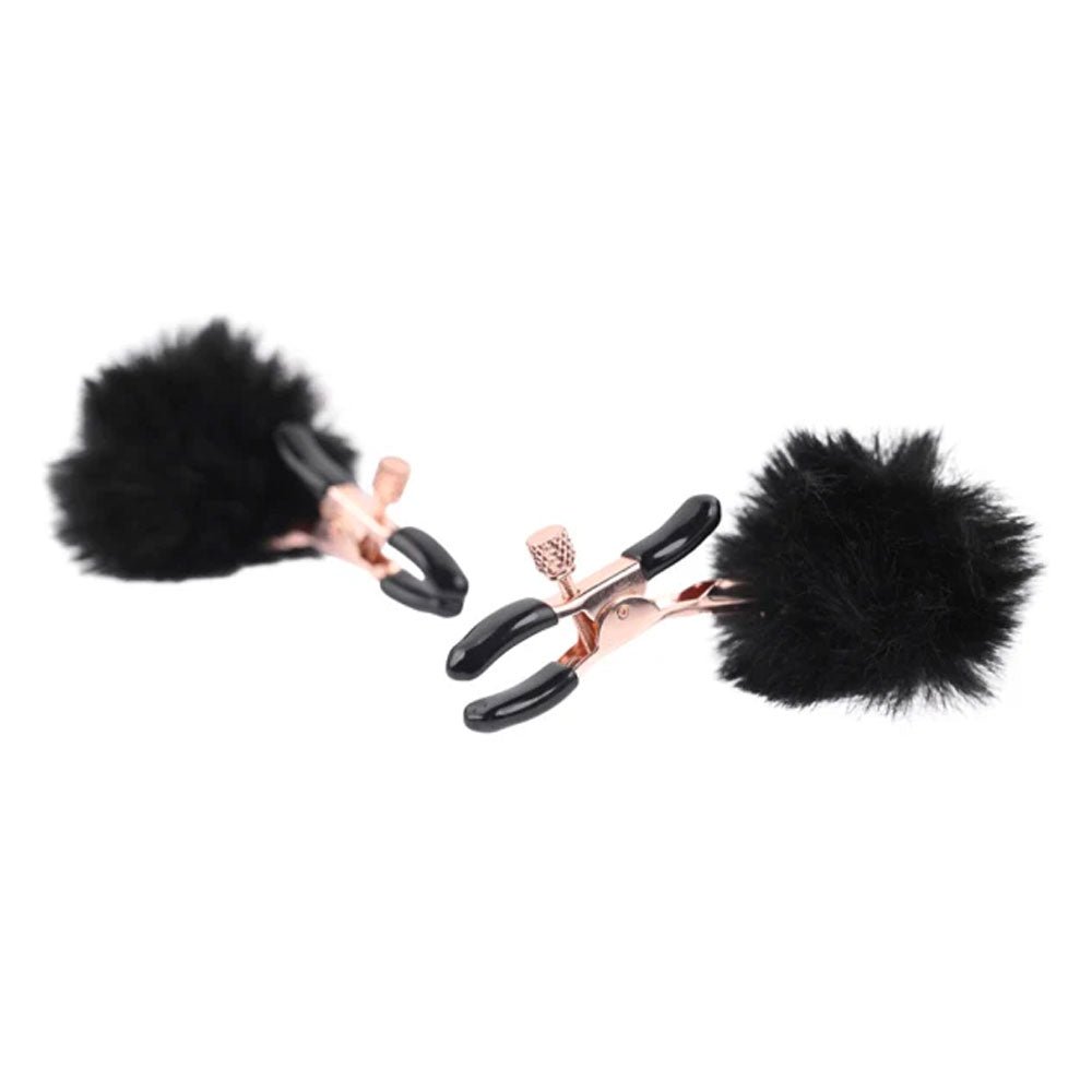 Sex & Mischief Puff Ball Adjustable Nipple Clamps - RodeoH