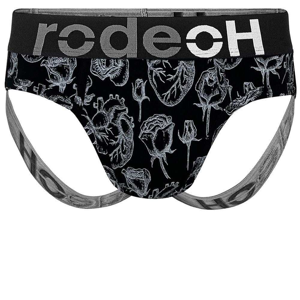 Shift Jock Underwear - Hearts & Roses - Black - RodeoH