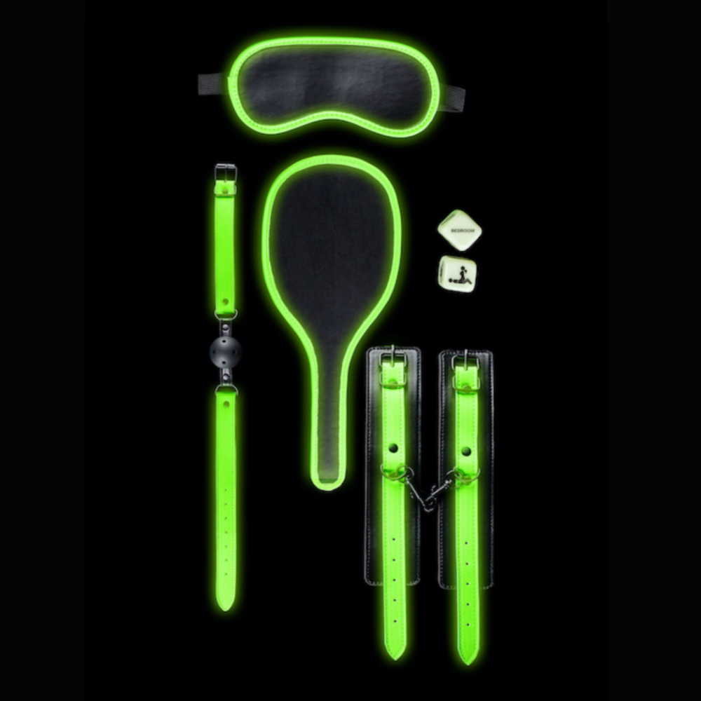 shots Ouch! Glow in the dark bondage 7 piece kit