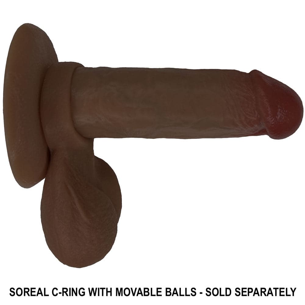 5.5" soreal posable dual density silicone dil chocolate with c-ring balls