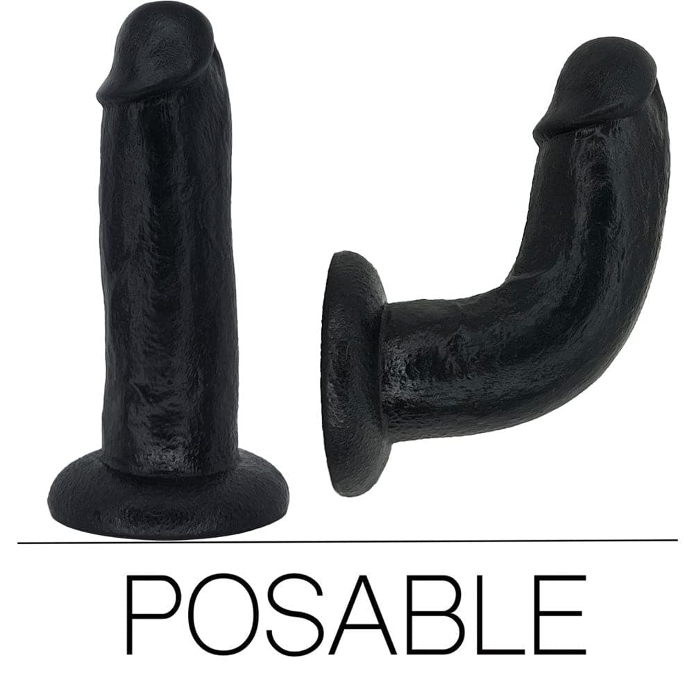 Brief+ Harness - Black & Red and 7" SoReal Posable Dildo - Black - PACKAGE DEAL