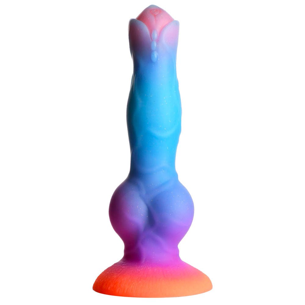 Space Cock Glow-In-The-Dark Silicone Alien Dildo - Orange, Purple & Blue - RodeoH