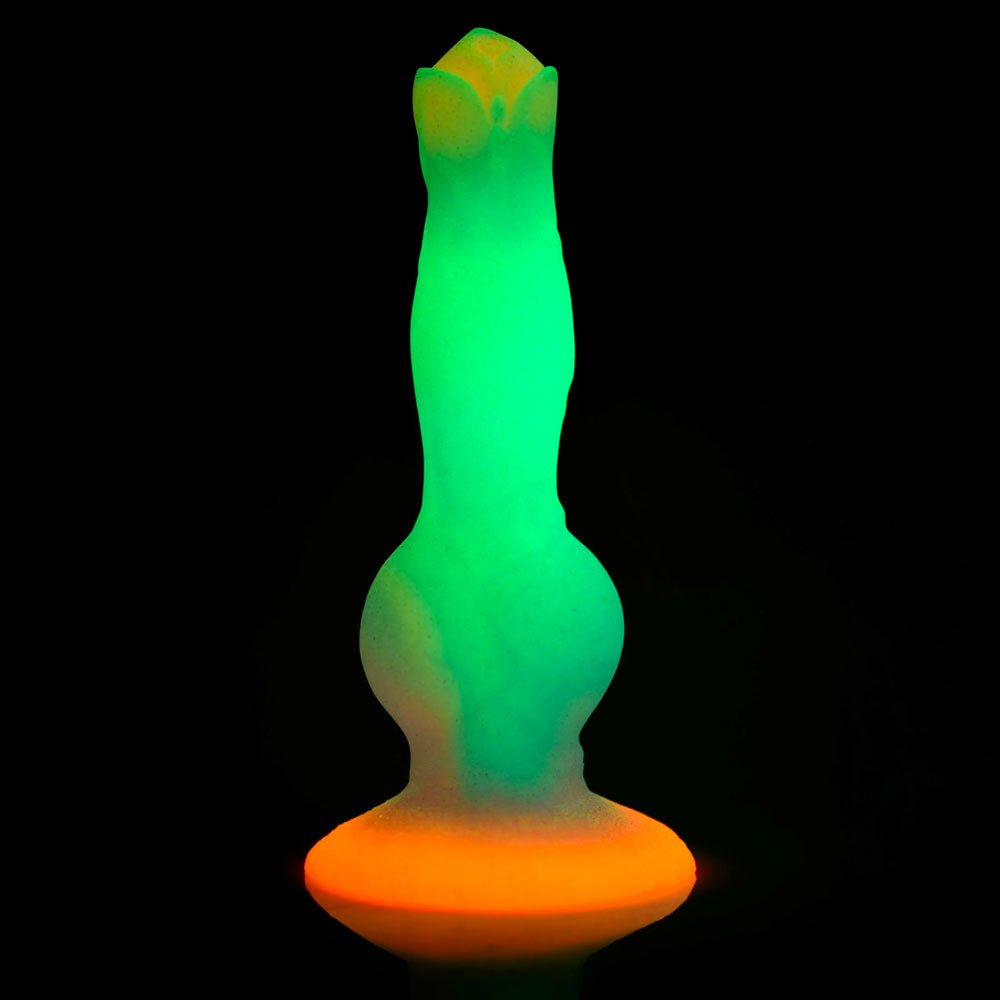 Space Cock Glow-In-The-Dark Silicone Alien Dildo - Orange, Purple & Blue - RodeoH