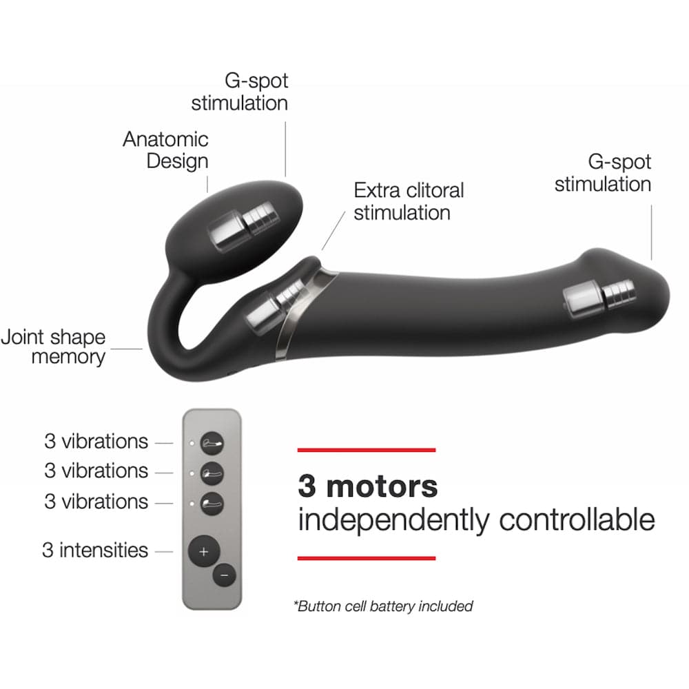 Strap-on-Me Double Ended Vibe Remote Control - Medium - Black - RodeoH