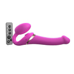 Strap-On-Me Vibrating Multi Orgasm Bendable 3 Motor Strap-On - Fuchsia - Medium - RodeoH