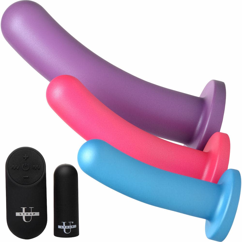 STRAP U - PEG 28X Vibrating Rechargeable 5 Pieces Silicone Dildo Set with Remote - RodeoH