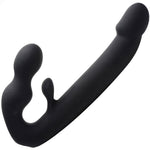 Strap U Tri-Volver Rechargeable Silicone Strapless Strap On - Black - RodeoH