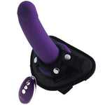 Strapped - Rechargeable Vibrating Strap On - Purple or Black - RodeoH