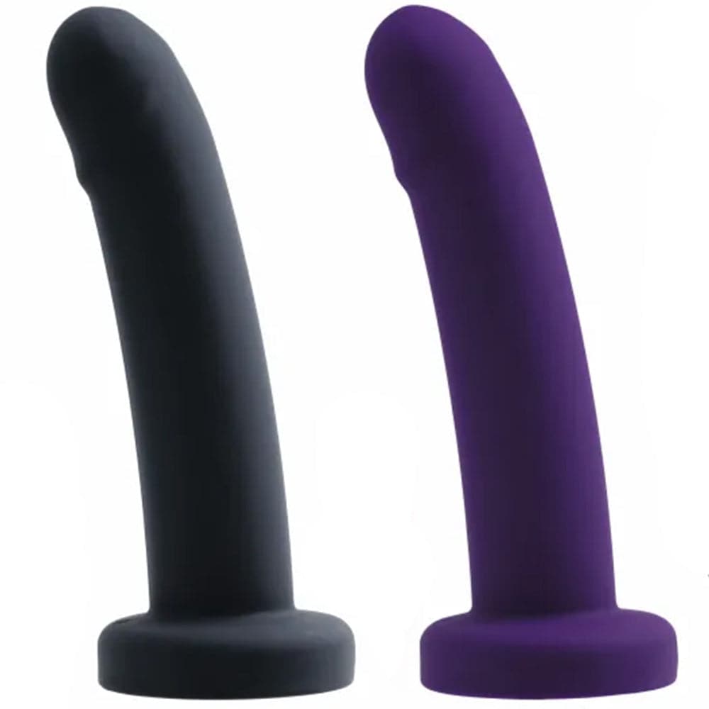 Strapped - Rechargeable Vibrating Strap On - Purple or Black - RodeoH