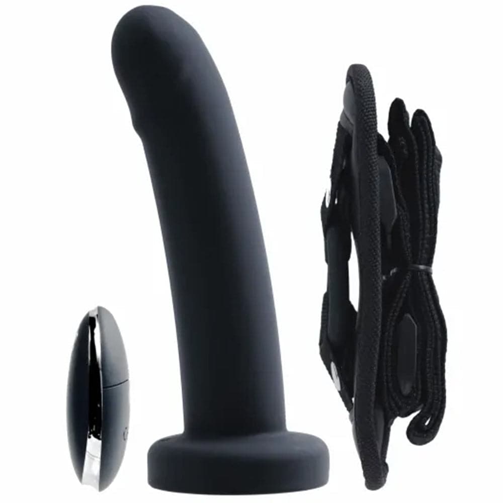 Strapped - Rechargeable Vibrating Strap On - Purple or Black - RodeoH