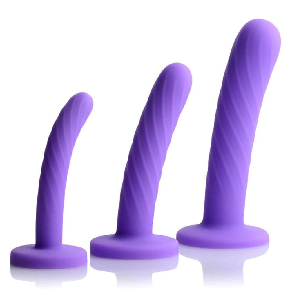 Tri-Play Silicone Dildo Set - Set of 3 - Purple - RodeoH