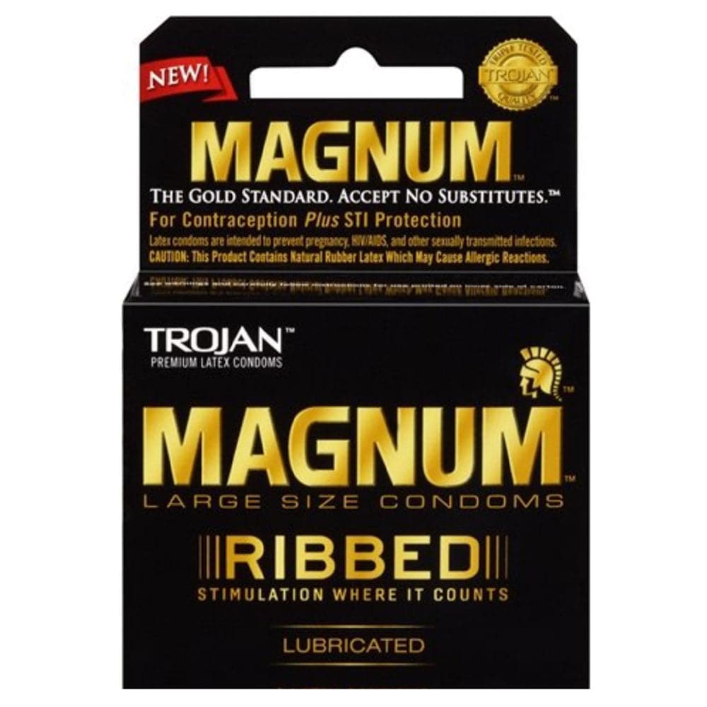 Trojan Magnum Ribbed Lubricated Latex Condoms 3-Pack Large - RodeoH