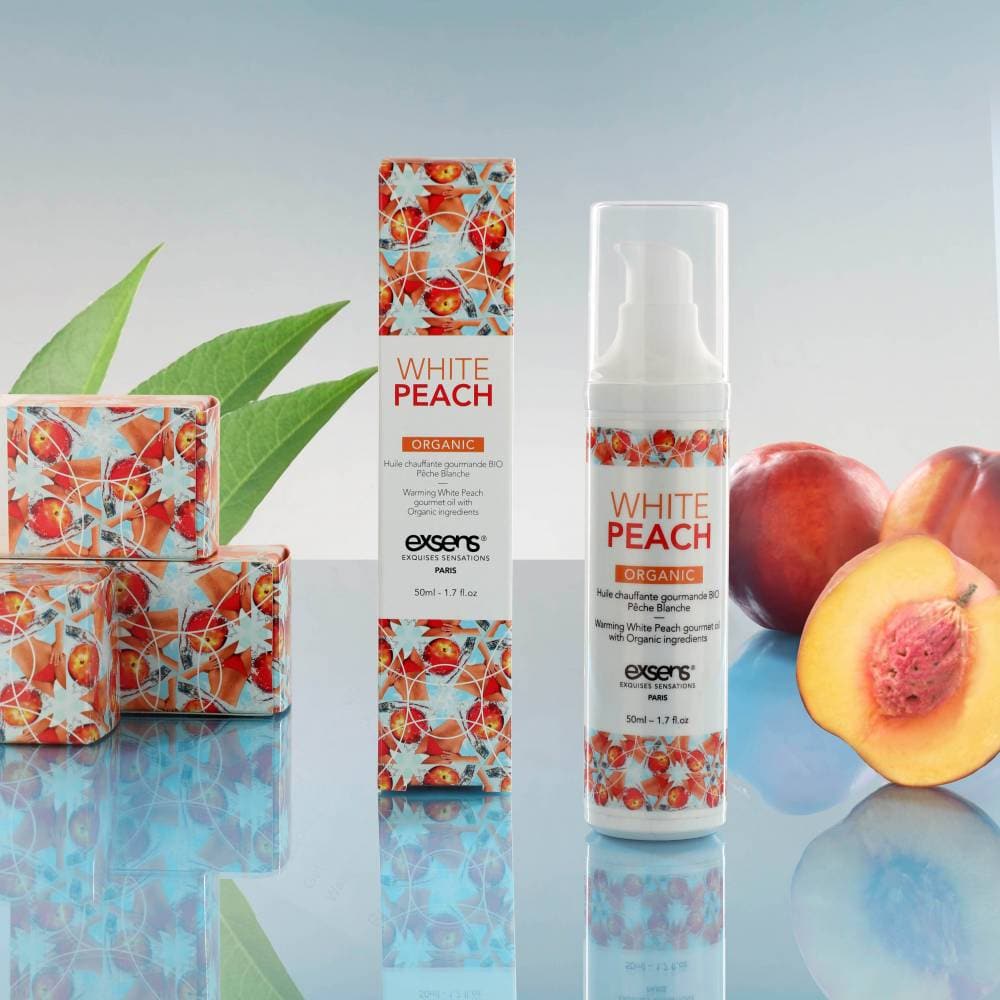 White Peach Organic Gourmet Warming Massage Gel by Exsens® - 1.7 Fl. oz - RodeoH