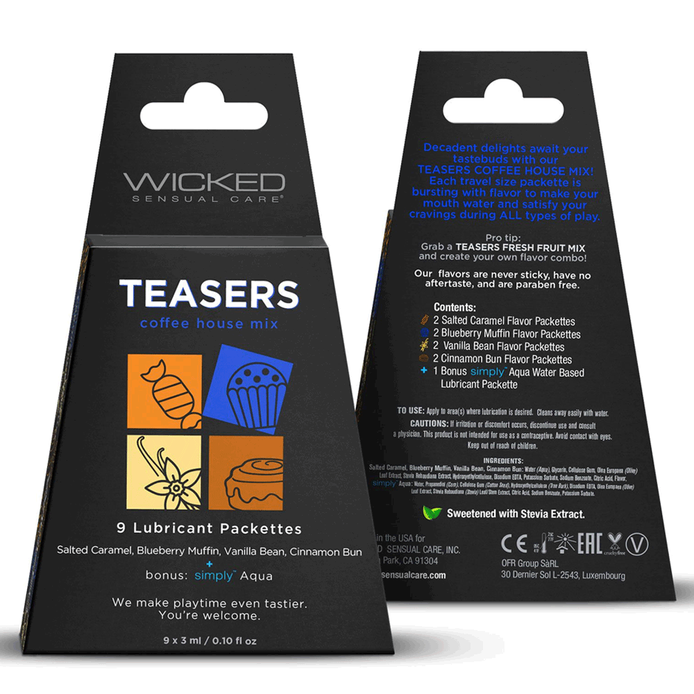 Wicked Teasers Coffee House Lubricant Packettes (8 pack) - Assorted Flavors - RodeoH