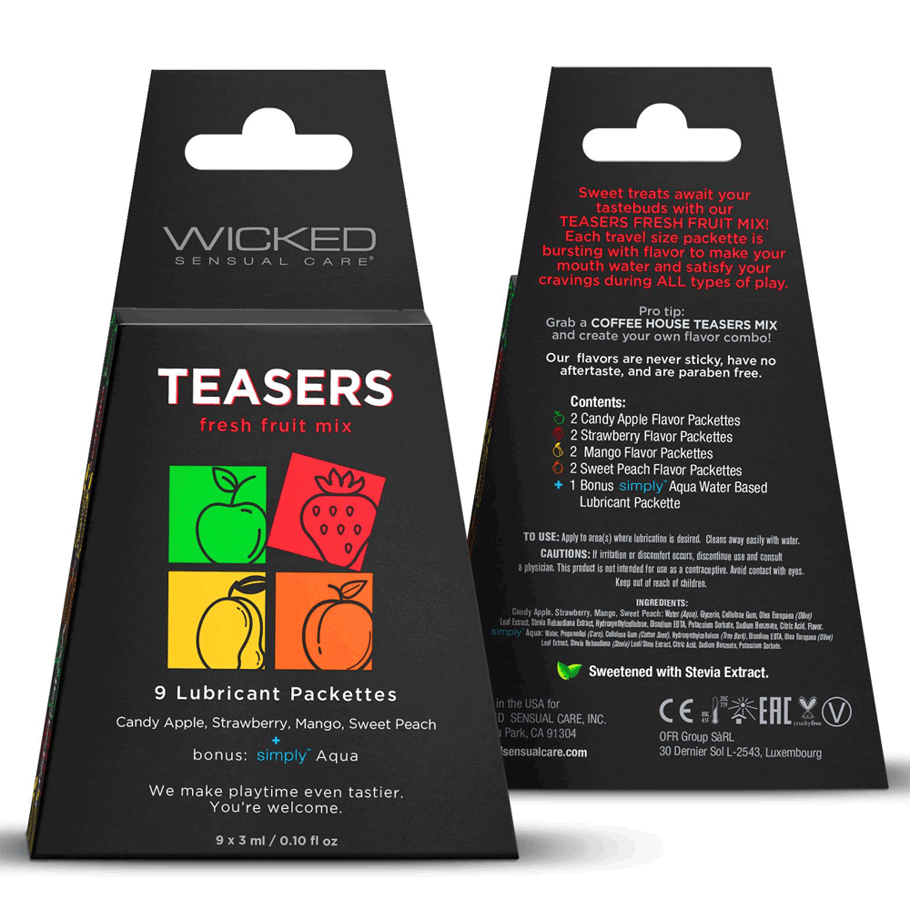 Wicked Teasers Fresh Fruit Lubricant Packettes (8 pack) - Assorted Flavors - RodeoH