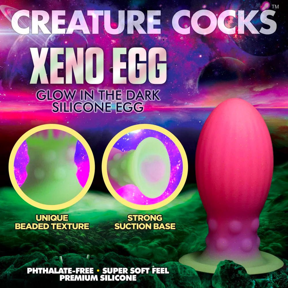 Xeno Egg Glow In The Dark Silicone Egg - Pink, Purple & Green - RodeoH